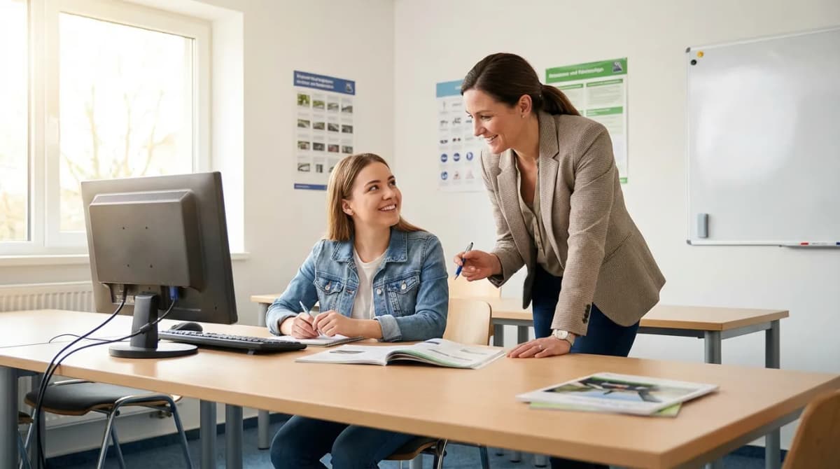 Moniteur d'auto-école encourageant un élève stressé lors d'une leçon de conduite